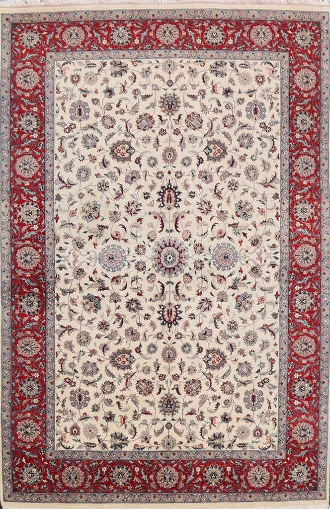 Vegetable Dye Floral Kashan Oriental Area Rug 6x9