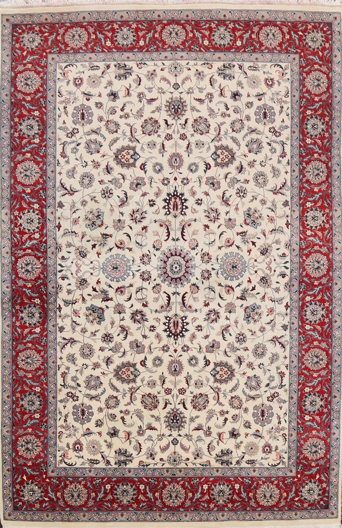 Vegetable Dye Floral Kashan Oriental Area Rug 6x9