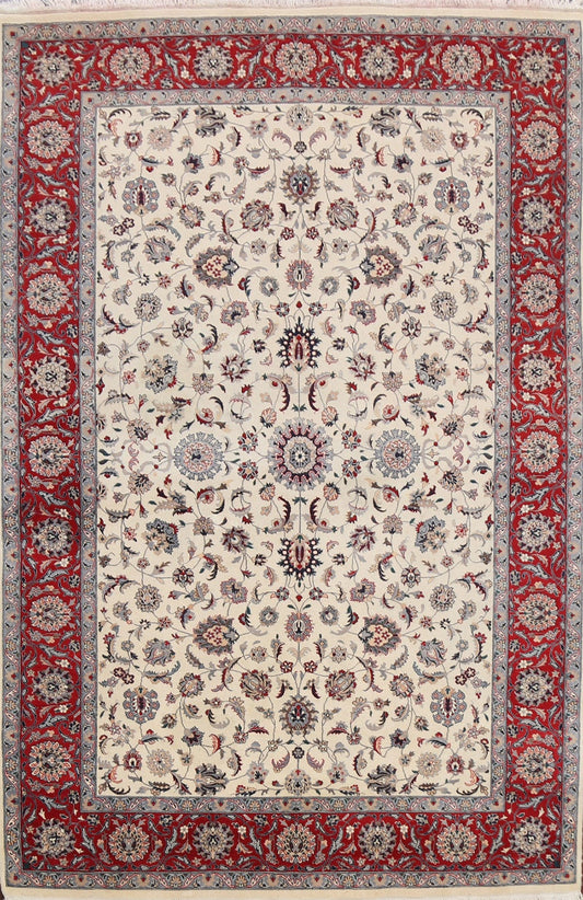 Vegetable Dye Floral Kashan Oriental Area Rug 6x9