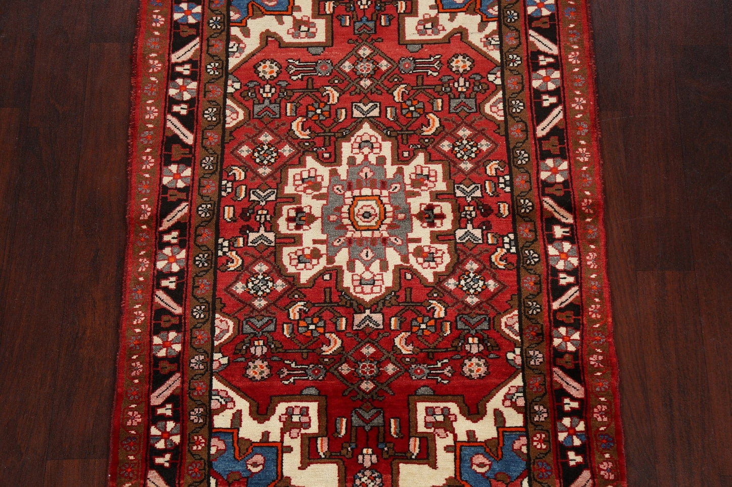 Geometric Red Nahavand Persian Area Rug 4x6