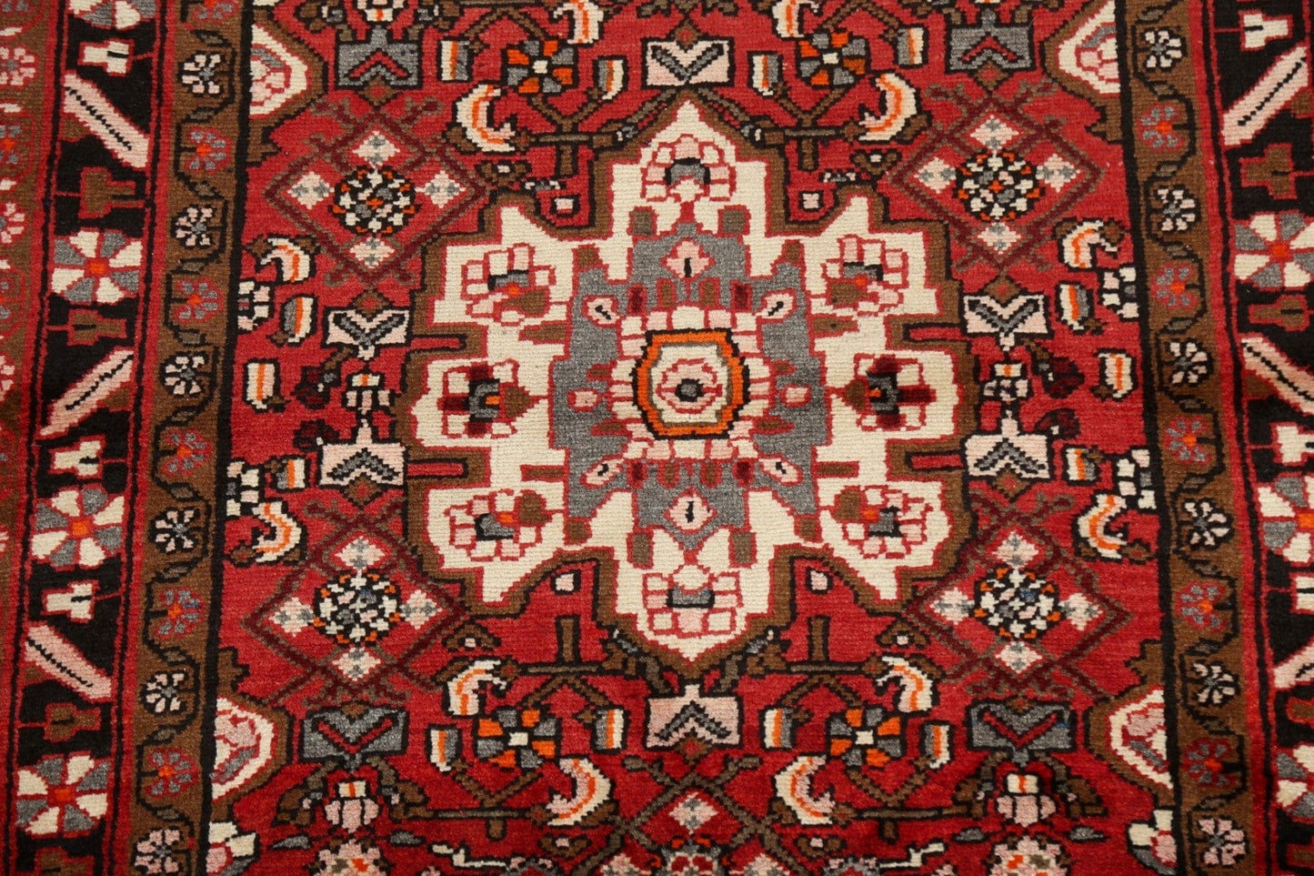 Geometric Red Nahavand Persian Area Rug 4x6