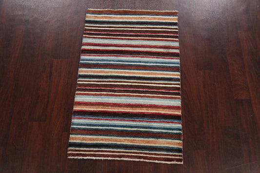 Stripe Contemporary Gabbeh Kashkoli Oriental Area Rug 3x4