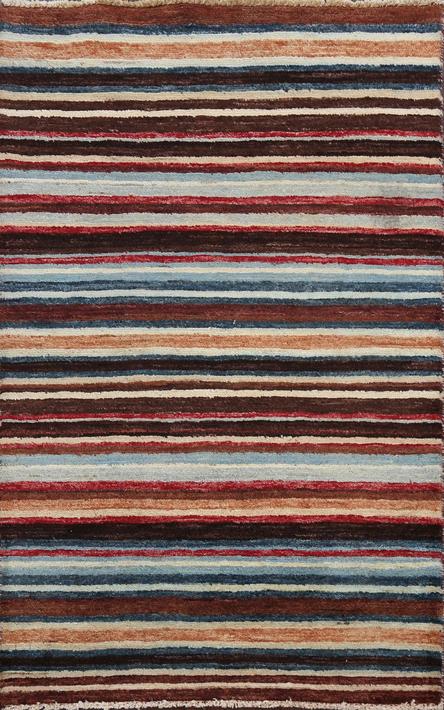 Stripe Contemporary Gabbeh Kashkoli Oriental Area Rug 3x4