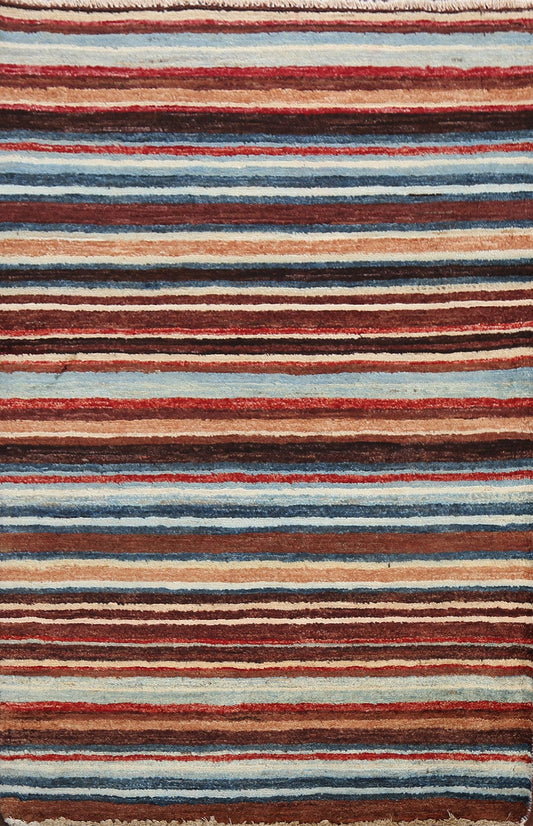 Stripe Modern Gabbeh Kashkoli Oriental Area Rug 3x4