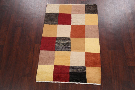 Checkered Modern Gabbeh Kashkoli Oriental Area Rug 3x4