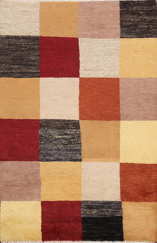 Checkered Modern Gabbeh Kashkoli Oriental Area Rug 3x4