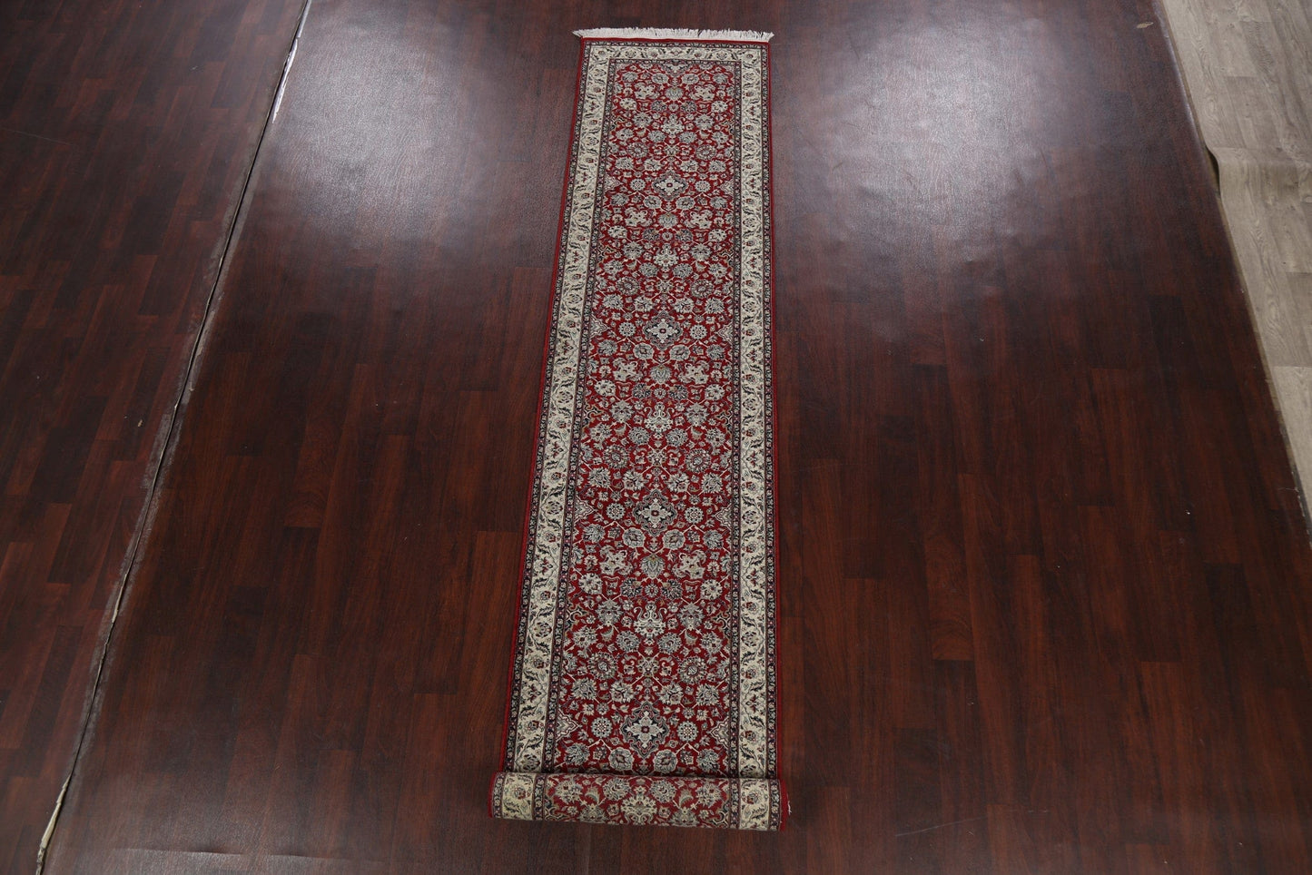 100% Vegetable Dye Floral Kashan Oriental Runner Rug 3x14