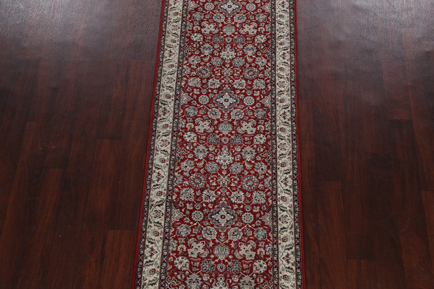 100% Vegetable Dye Floral Kashan Oriental Runner Rug 3x14