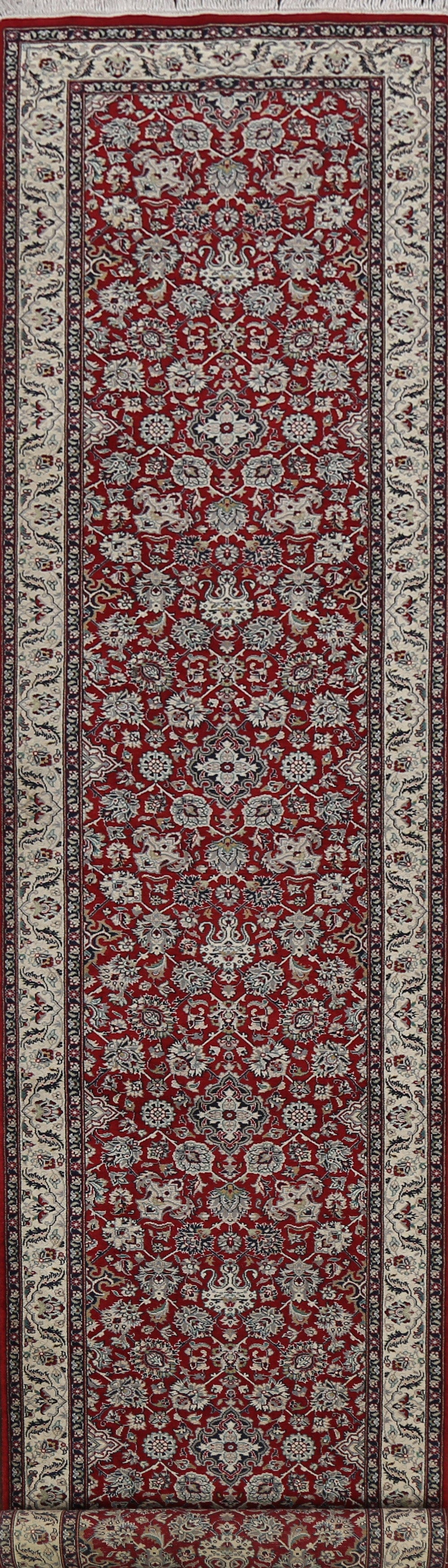 100% Vegetable Dye Floral Kashan Oriental Runner Rug 3x14