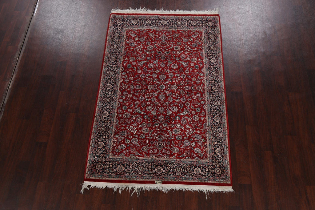 100% Vegetable Dye Floral Kashan Oriental Area Rug 5x7