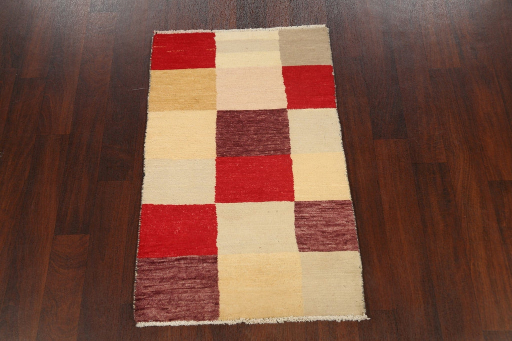 Checkered Modern Gabbeh Kashkoli Oriental Area Rug 2x4