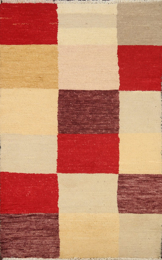 Checkered Modern Gabbeh Kashkoli Oriental Area Rug 2x4