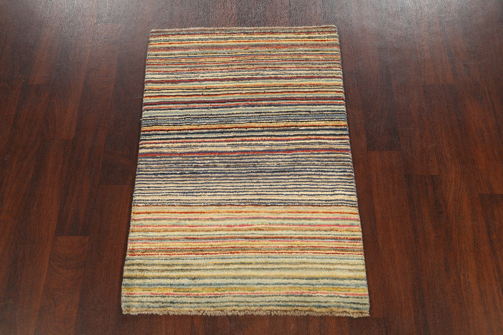 Stripe Contemporary Gabbeh Kashkoli Oriental Area Rug 3x4