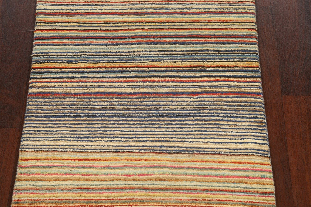 Stripe Contemporary Gabbeh Kashkoli Oriental Area Rug 3x4