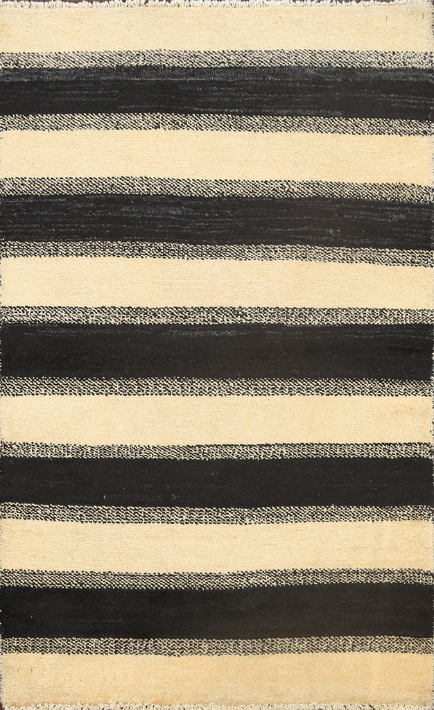 Stripe Modern Gabbeh Kashkoli Oriental Area Rug 3x4