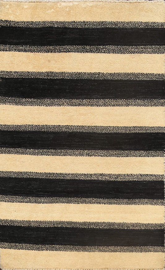 Stripe Modern Gabbeh Kashkoli Oriental Area Rug 3x4