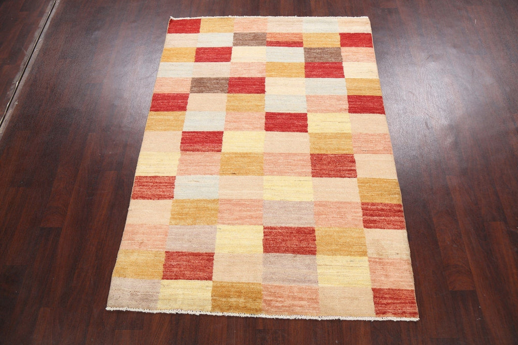 Checkered Modern Gabbeh Kashkoli Oriental Area Rug 5x7