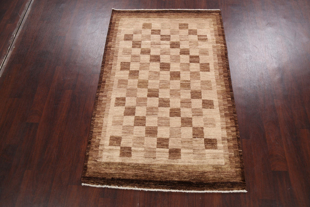 Checkered Modern Gabbeh Kashkoli Oriental Area Rug 4x6