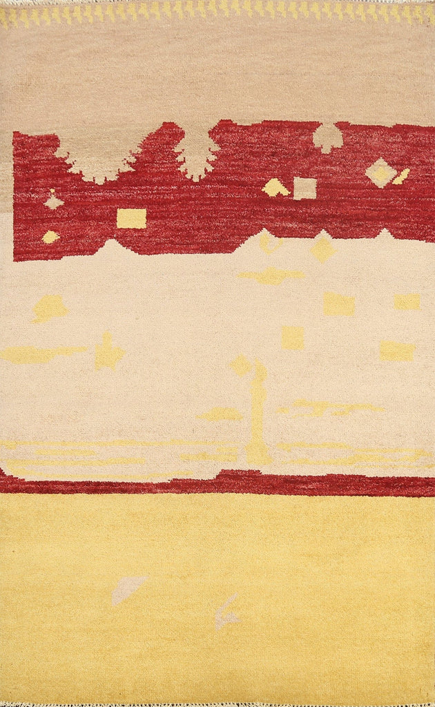 Contemporary Gabbeh Kashkoli Oriental Area Rug 4x6