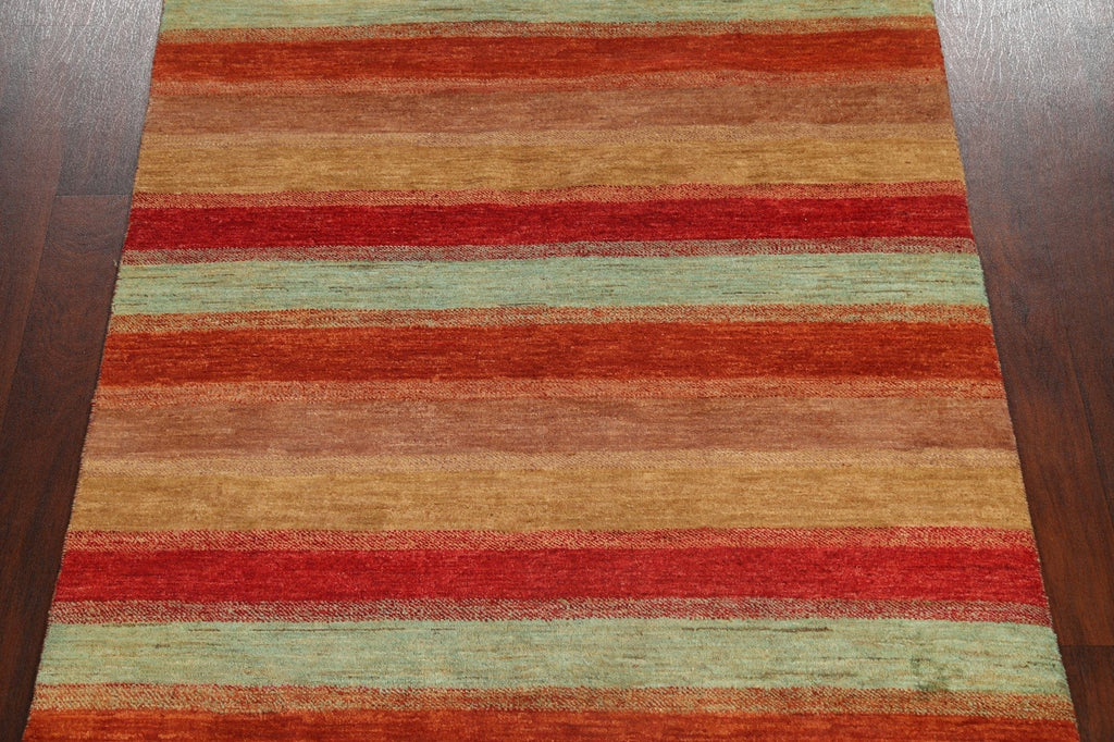 Stripe Contemporary Gabbeh Kashkoli Area Rug 5x6