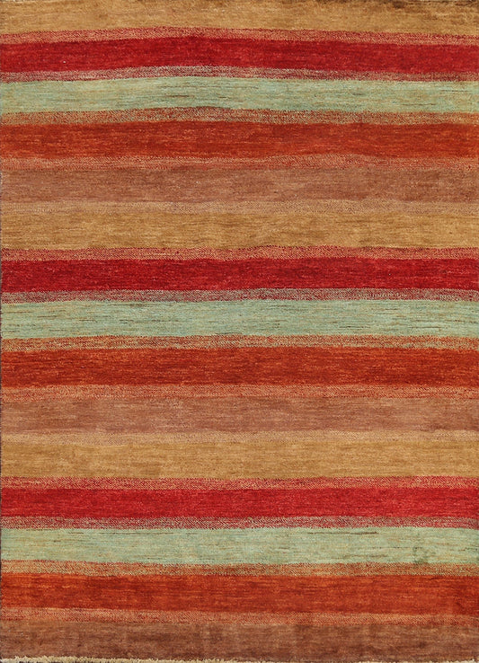 Stripe Contemporary Gabbeh Kashkoli Area Rug 5x6