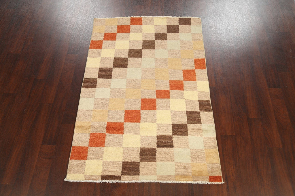 Checkered Contemporary Gabbeh Kashkoli Area Rug 4x6