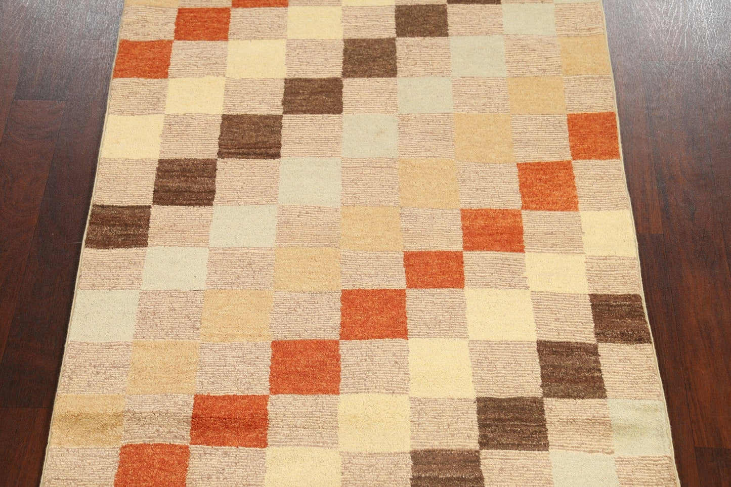 Checkered Contemporary Gabbeh Kashkoli Area Rug 4x6