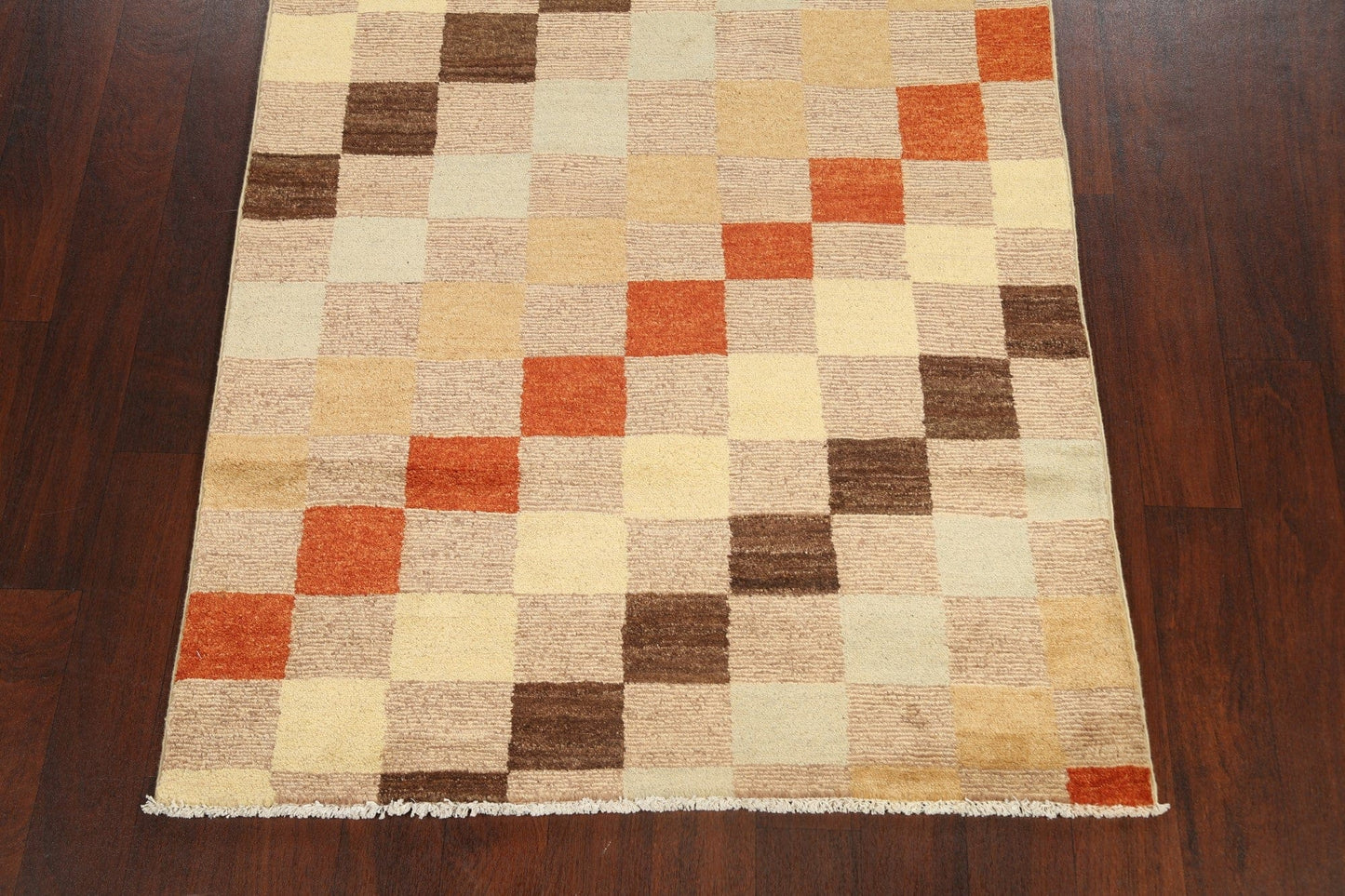 Checkered Contemporary Gabbeh Kashkoli Area Rug 4x6