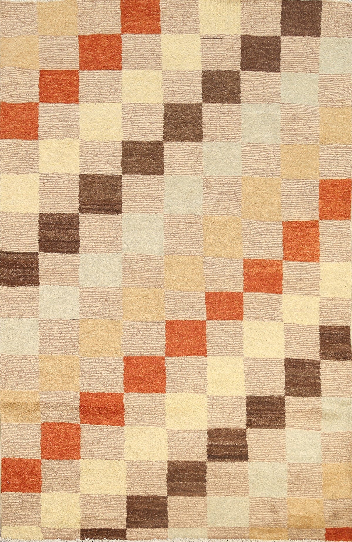 Checkered Contemporary Gabbeh Kashkoli Area Rug 4x6