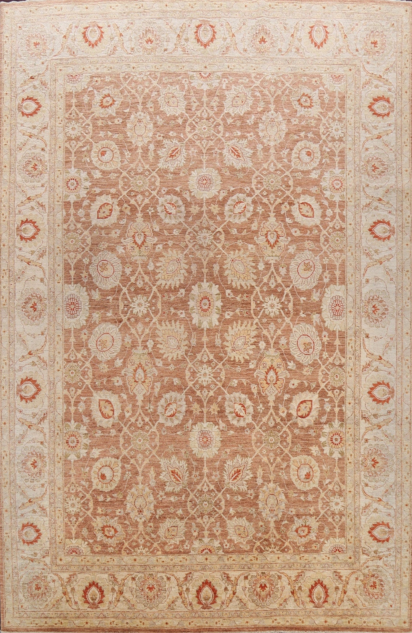 100% Vegetable Dye Floral Ziegler Oriental Area Rug 9x12