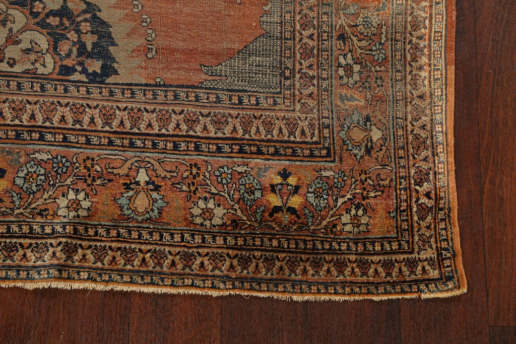 Pre-1900 Antique Silk Tabriz Haj Jalili Persian Area Rug 5x6