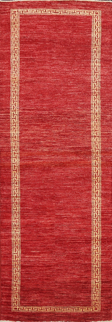 Contemporary Gabbeh Kashkoli Oriental Runner Rug 3x9