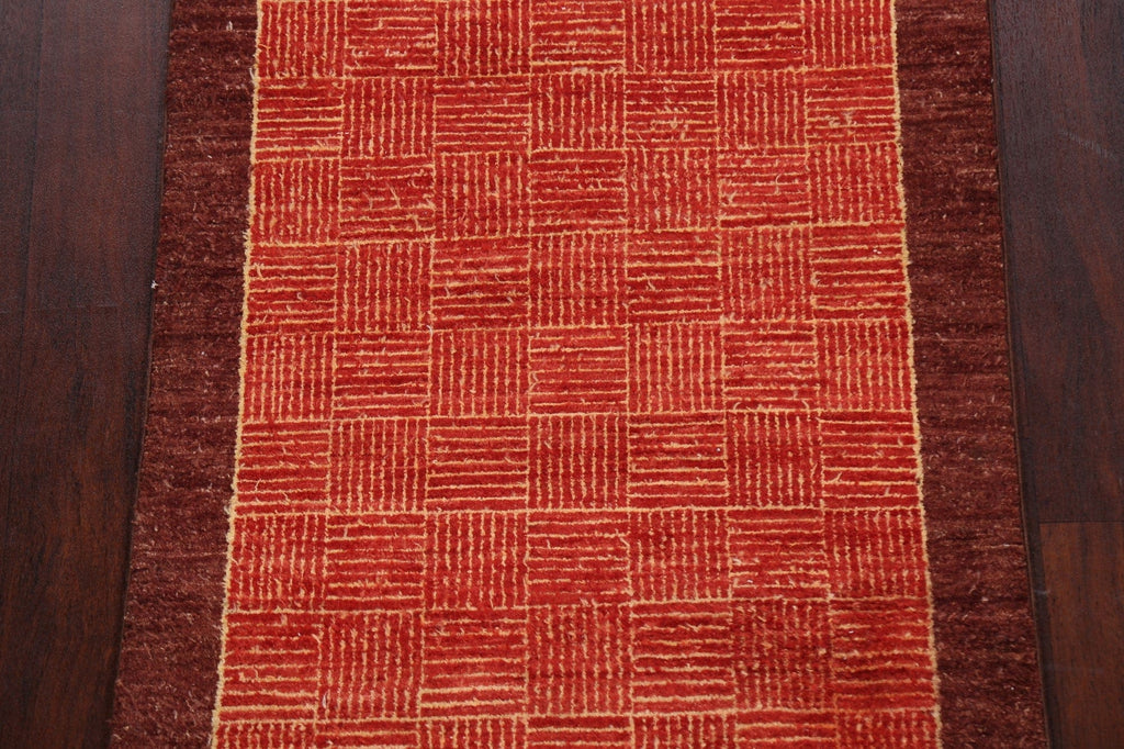 Contemporary Gabbeh Kashkoli Oriental Runner Rug 3x10