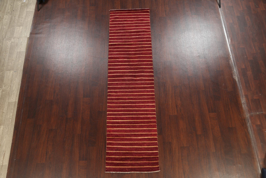 Stripe Contemporary Gabbeh Kashkoli Oriental Runner Rug 3x10