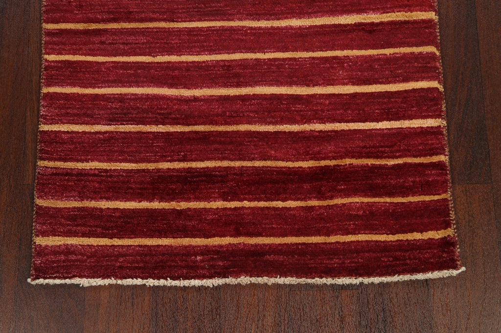 Stripe Contemporary Gabbeh Kashkoli Oriental Runner Rug 3x10