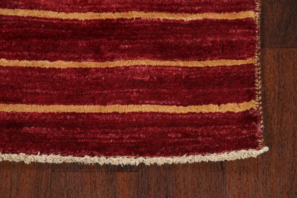 Stripe Contemporary Gabbeh Kashkoli Oriental Runner Rug 3x10