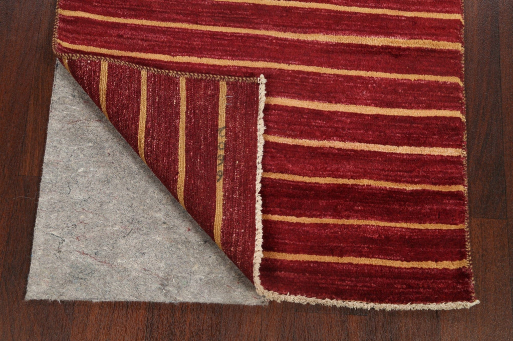 Stripe Contemporary Gabbeh Kashkoli Oriental Runner Rug 3x10