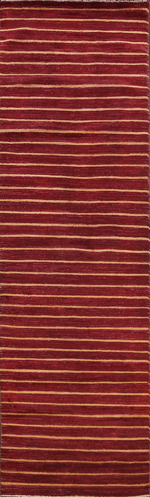 Stripe Contemporary Gabbeh Kashkoli Oriental Runner Rug 3x10