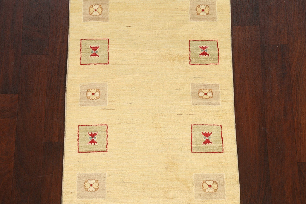 Tribal Geometric Gabbeh Kashkoli Oriental Runner Rug 3x8