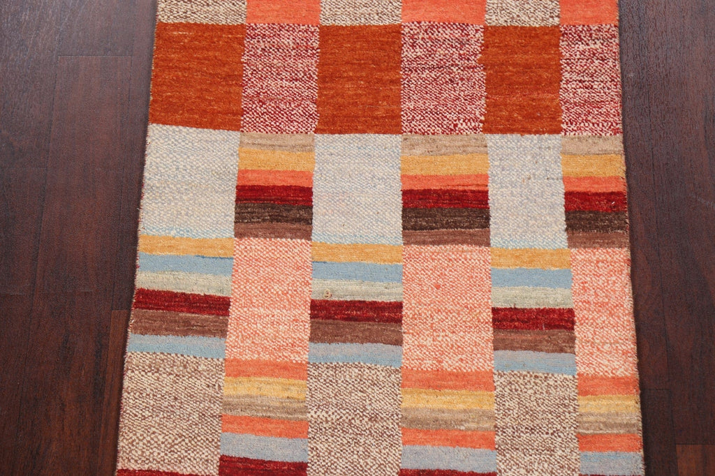 Contemporary Gabbeh Kashkoli Oriental Runner Rug 3x13