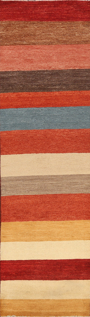 Stripe Modern Gabbeh Kashkoli Oriental Runner Rug 3x10