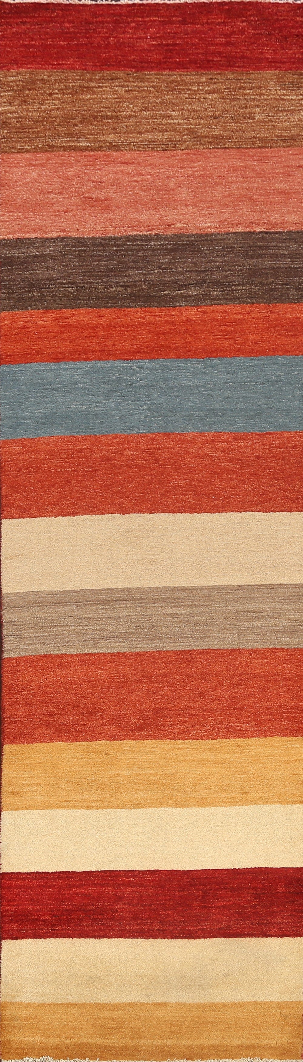 Stripe Modern Gabbeh Kashkoli Oriental Runner Rug 3x10