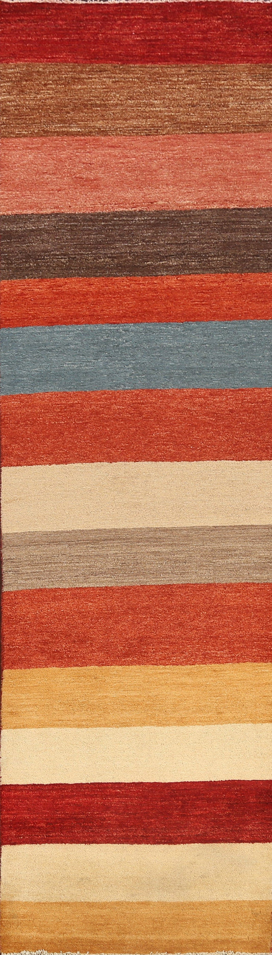 Stripe Modern Gabbeh Kashkoli Oriental Runner Rug 3x10