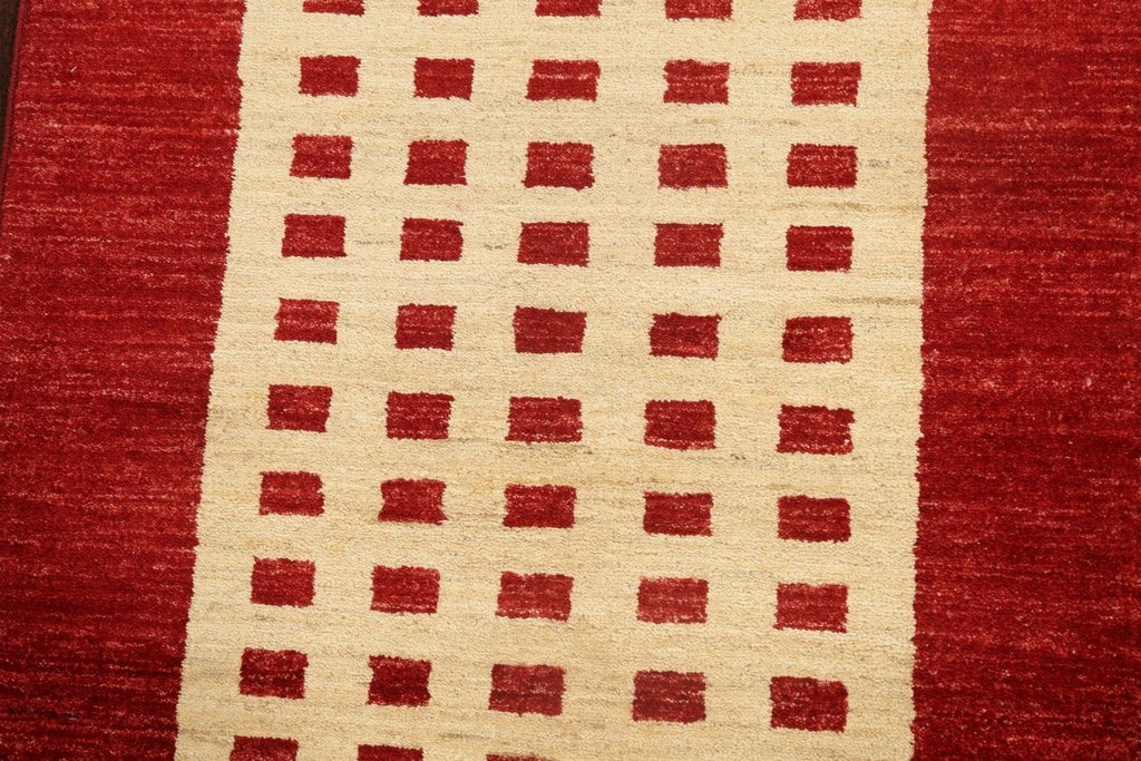 Contemporary Gabbeh Kashkoli Oriental Runner Rug 3x8