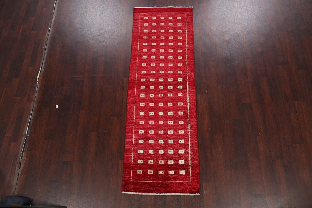 Geometric Gabbeh Kashkoli Oriental Runner Rug 3x8