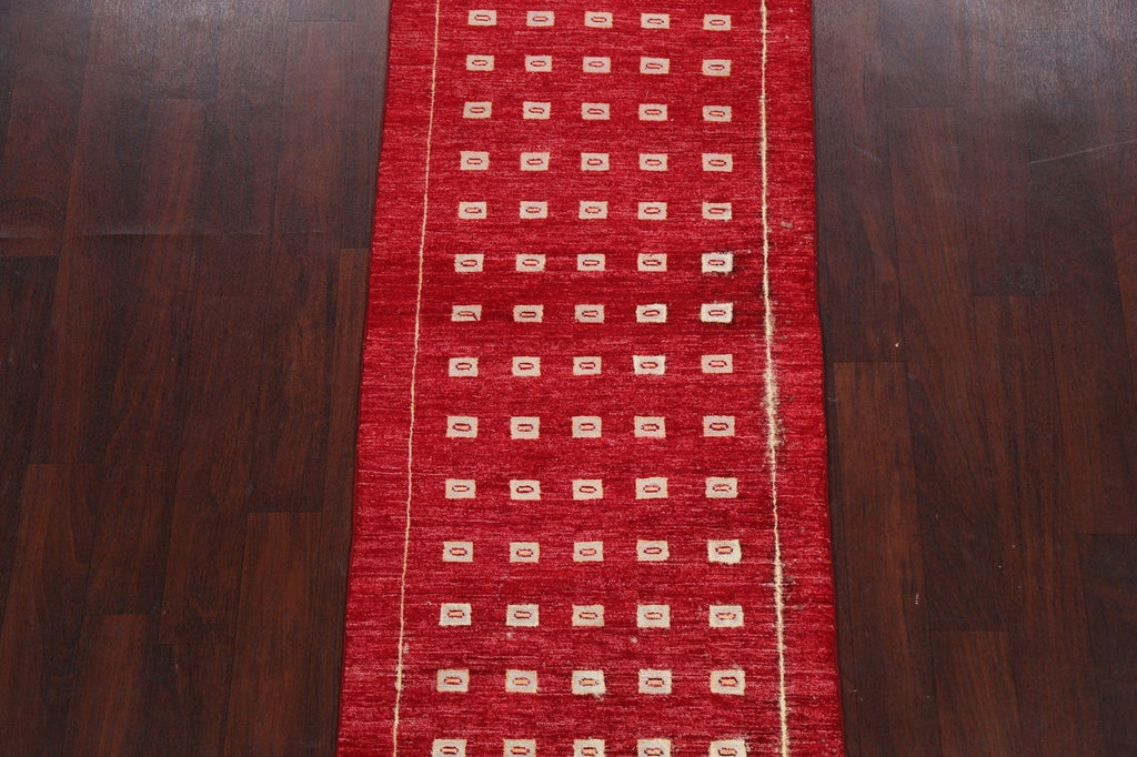 Geometric Gabbeh Kashkoli Oriental Runner Rug 3x8