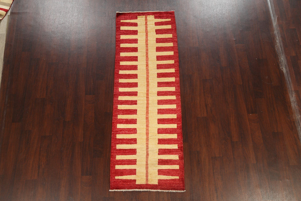 Contemporary Gabbeh Kashkoli Oriental Runner Rug 3x8