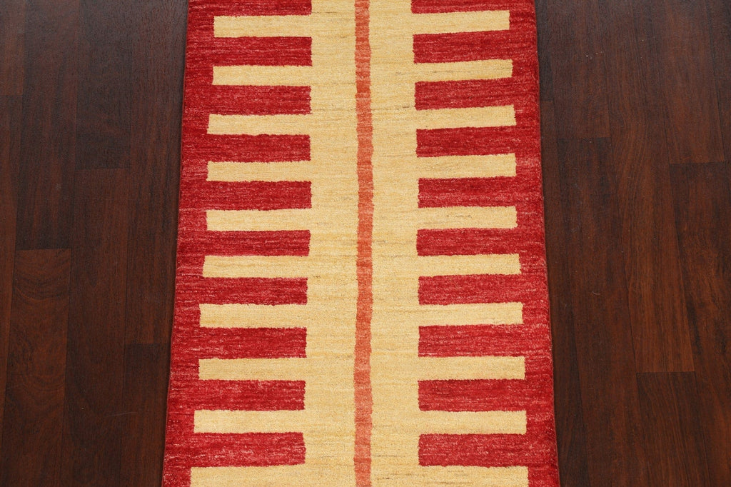 Contemporary Gabbeh Kashkoli Oriental Runner Rug 3x8