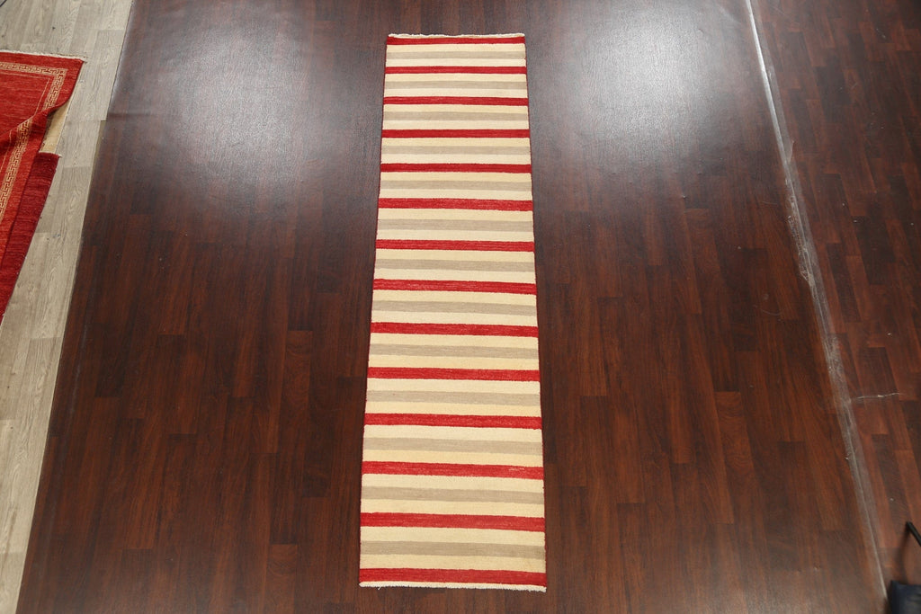 Stripe Modern Gabbeh Kashkoli Oriental Runner Rug 3x10