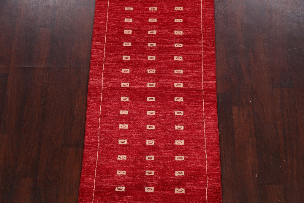 Geometric Gabbeh Kashkoli Oriental Runner Rug 3x8